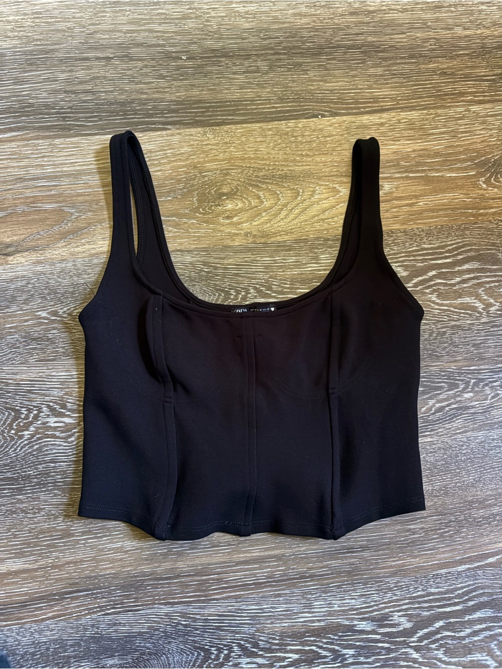 Zara Black Cropped Corset Tank